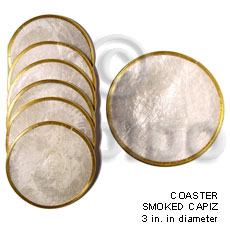 1 set ( 6 pcs) white capiz glass coaster 3 inches diameter - Home