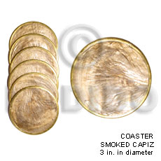 1 set ( 6 pieces) smoked capiz glass coaster 3 inches diameter - Home