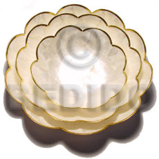 capiz round scallop bowl  brass / 3 pc set - Home