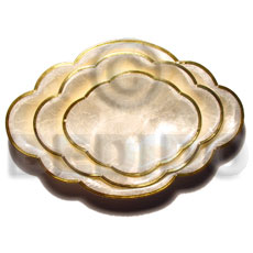 capiz oval scallop edge small  brass/ 3 pc set - Home