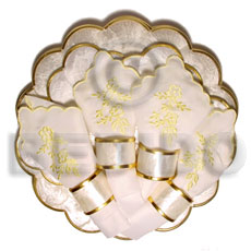 round scallop capiz set  of 4 placemat  table napkins s/4 10" - Home