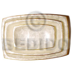 rectangular capiz plate 3 pc. set  brass s/3 - Home