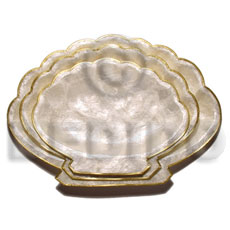 capiz clam plate/ gold trim ( set of 3 ) - Home