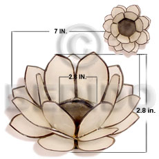 natural capiz nat. white lotus candle holder /w=7in base=2.8 in h= 2.8 in / big - Home