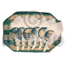abaca placemats  matching coasters, cloth table napkins, nautilus shell napkin holders / set of 6 - Home