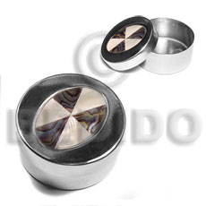 stainless metal round casing   inlaid troca & paua abalone - Home