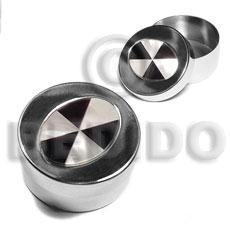 stainless metal round casing  inlaid blacktab & troca shells - Home