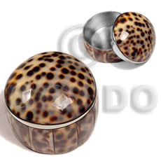 stainless metal round  casing   inlaid cowrie shells - Home