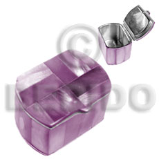 stainless metal casing  inlaid violet hammershell / w=3cm l= 4.3cm h= 2.8cm - Home