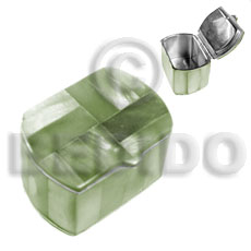 stainless metal casing  inlaid subdued green hammershellw=3cm l= 4.3cm h= 2.8cm - Home