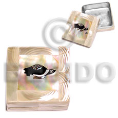 stainless square metal casing  inlaid troca shell / turtle design from asstd. shells - Home