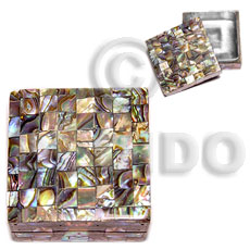 stainless square metal casing  inlaid blocking paua abalone shell - Home