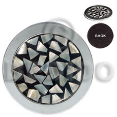 stainless metal coaster  inlaid crazy cut troca shell - Home