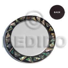 stainless metal coaster  inlaid crazy cut troca  shell - Home