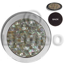 stainless metal coaster  inlaid blocking paua - Home