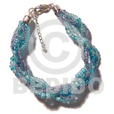 12 rows aqua blue twisted glass beads - Home