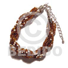 12 rows brown/white twisted glass beads - Home