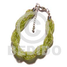12 rows lime green twisted glass beads - Home