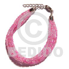 6 rows pink multi layered glass beads - Home