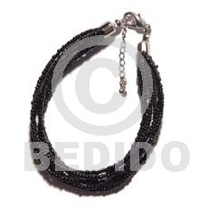 6 rows black multi layered glass beads - Home