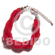 12 rows red twisted glass beads - Home