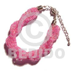 12 rows pink twisted glass beads - Home