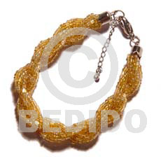 12 rows yellow gold twisted glass beads - Home