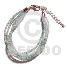 6 rows aqua blue/clear multi layered glass beads - Home