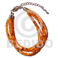 6 rows orange multi layered glass beads - Home