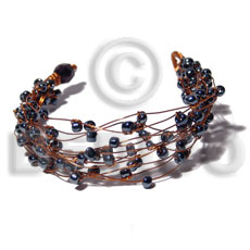 8 rows copper wire cuff bracelet  hematite beads - Home