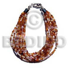 twisted 12 rows orange/brown cut/glass beads - Home