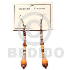 orange dangling wood beads  acrylic crystals/2-3 coco heishe - Home
