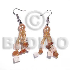 dangling floating white rose/pink rose combination  glass beads - Home