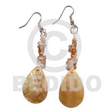 dangling brownlip 27mmx18mm teardrop  crystal nuggets & horn beads - Home