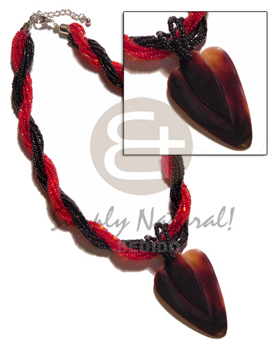 12 rows red/black  twisted glass beads   45mm blacktab petal  pendant - Home