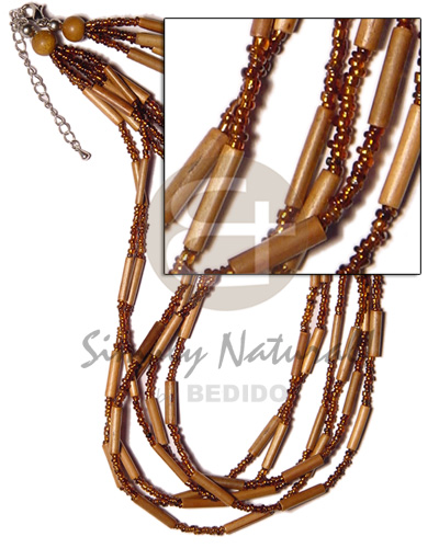 6 layer bamboo tube  brown glass beads and wood beads - Home