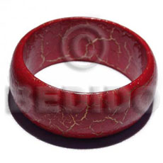 nat. wood bangle in red & gold metallic crackle painting ht=30mm thickness=8mm inner diameter=65mm - Wooden Bangles