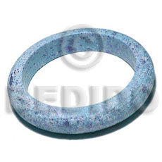 h=15mm thickness=10mm inner diameter-65mm nat. wood bangle in marbled texture brush paint pastel blue  silver and dark blue splashing - Wooden Bangles