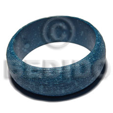 h=30mm thickness=10mm inner diameter=65mm nat. wood bangle in marbled texture brush paint / blue tones - Wooden Bangles