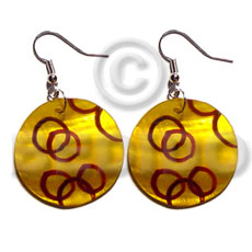 dangling 35mm round kabibe shell in golden yellow / handpainted - Home