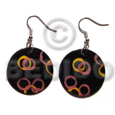 dangling 35mm round blacktab shell / handpainted - Home