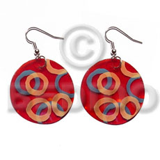 dangling 35mm round red capiz shell / handpainted - Home