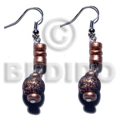 dangling wood beads and 4-5mm coco Pokalet in bronze tones - Home