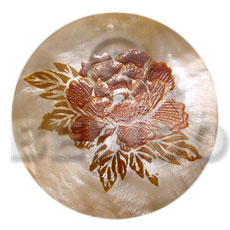 round 40mm MOP  handpainted design - floral/embossed hand painted using japanese materials in the form of maki-e art a traditional japanese form of hand painting - Hand Painted Pendants