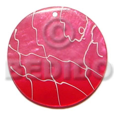 35mm round graduated pink capiz  webbing - Hand Painted Pendants