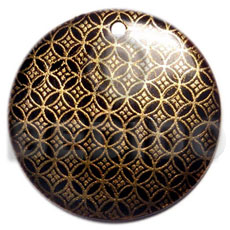 round 40mm blacktab  handpainted design - gold mesh /embossed hand painted using japanese materials in the form of maki-e art a traditional japanese form of hand painting - Hand Painted Pendants