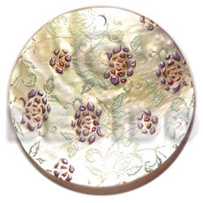 round 40mm MOP  handpainted design - floral / embossed hand painted using japanese materials in the form of maki-e art a traditional japanese form of hand painting - Hand Painted Pendants