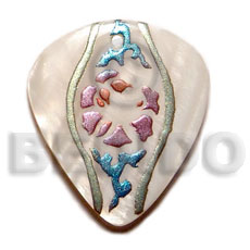 inverted rounded teardrop 45mmx40mm kabibe shell  handpainted design - floral / embossed hand painted using japanese materials in the form of maki-e art a traditional japanese form of hand painting - Hand Painted Pendants