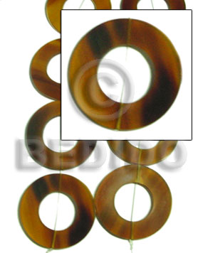 round flat disc golden horn 45mm (22mm inner circle) (9 pcs. /strand ) - Home