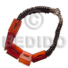 4-5mm black coco pokalet  rectangular red horn combination - Home
